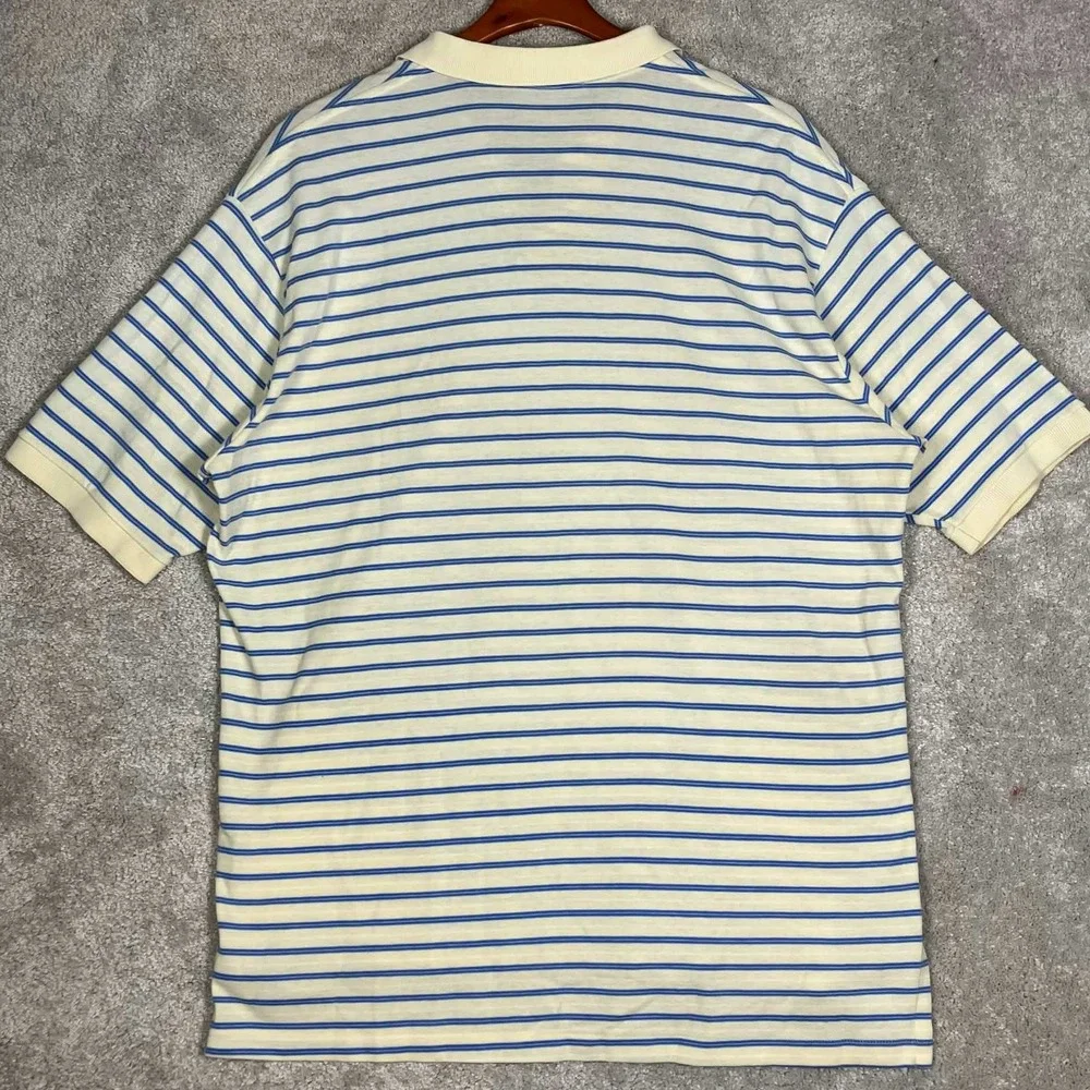 Vintage 80s Polo Ralph Lauren Polo Shirt Mens XL Yellow Blue Striped Made in USA